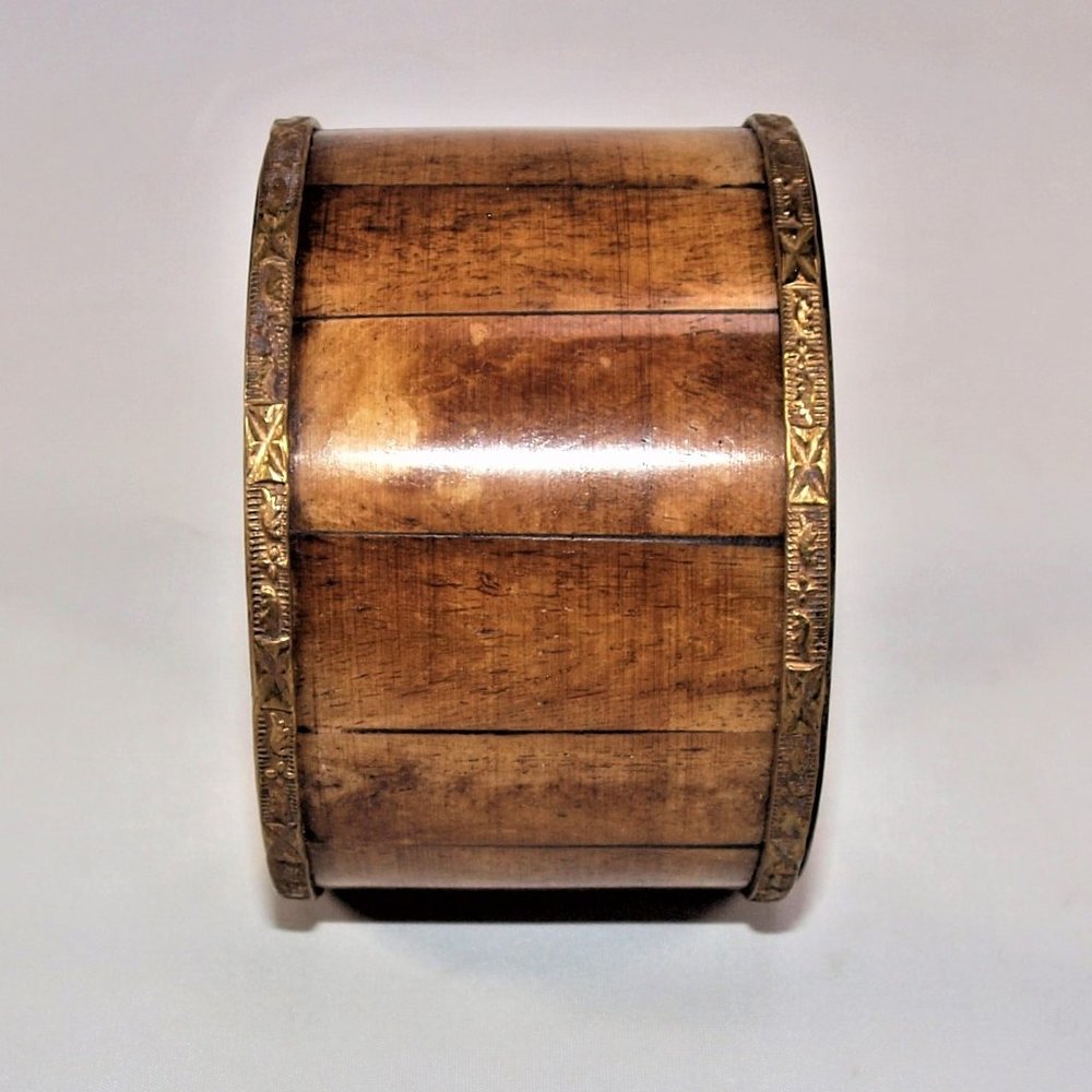 Wide Wood and Brass Bangle Bracelet